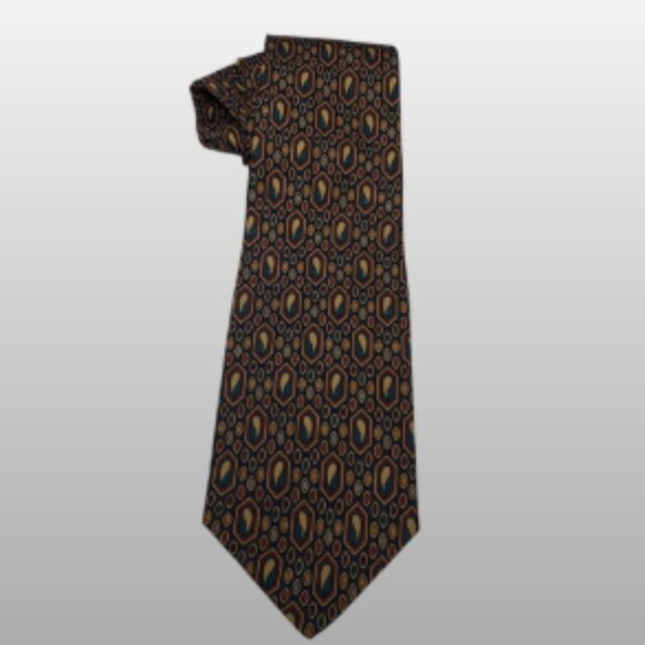 Bill Blass Silk Elegant Green Gold Men's Tie Business - Picture 10 of 10